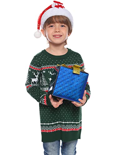 Image of Cowasto Mens Crewneck Christmas Sweater Family Matching Sets Knitted Sweater Pullover