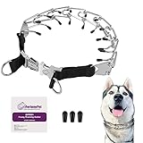 gofortunepet Prong Dog Collar, Safe Stainless-Steel Spiked Collars used for No Pull Behavior Training, Comfort Pinch Choke with Easy-On and Quick Release Metal Buckle for Small, Medium, and Large Dogs
