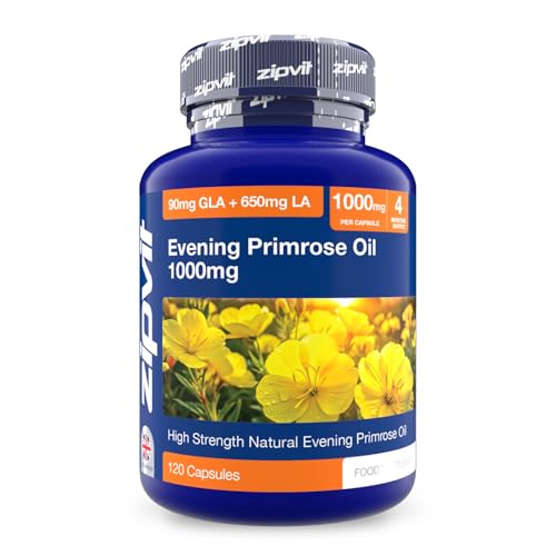 Zipvit Evening Primrose Oil 1000mg Per Capsule, High Strength Omega 6 GLA & LA, Cold Pressed, 120 Softgel Capsules, 4 Months Supply