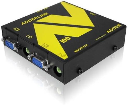 ADDER ADDERLINK AV EXT. RECVR + SKEW **Receiver for use with Adderlink AV 100T or AV 104T, Up to 300M over UTP or STP cable, Dual Video and Audio Outputs, High Fidelity clickless Digital Audio (16 Bit, 44.1 KHz, Stereo), Up to 1600 x 1200 at 200M and 1280 x 1024 at 300M, DCC Support, Spik** ALAV101R-UK