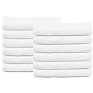 GOLD TEXTILES 12 Pcs New White (20x40 Inches) Cotton Blend Terry Bath Towels Salon/Gym Towels Light Weight Fast Drying