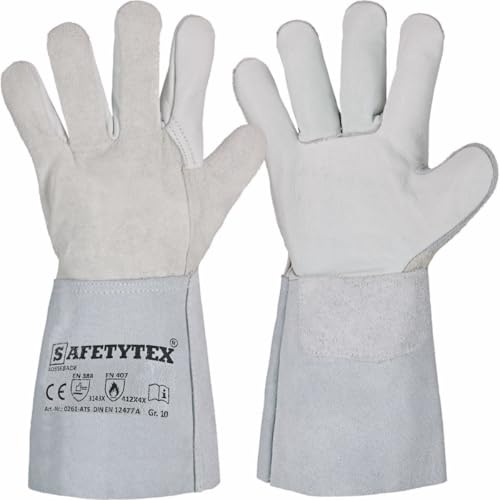 Safetytex Rindleder Handschuhe KOSSEBADE - Schweißerhandschuhe aus Rindvollleder & Spaltleder - Schutz vor Hitze Funken & mechanischen Einflüssen - Größen: 9 1 Stück