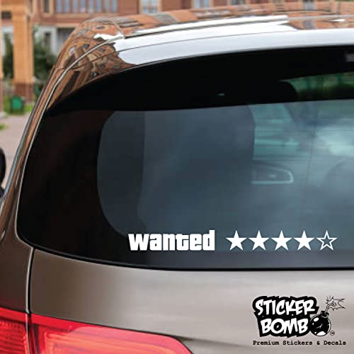 Gta Wanted Level 4 Stars Decal Bumper Sticker - Sticker Bomb Vinyl Decal For Car Truck, Computer, Anywhere! Premium 6 Year Outdoor Vinyl (White, 1) #TOP2