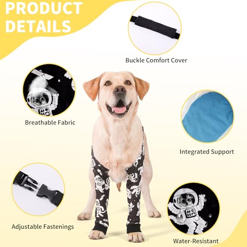 Image of LovinPet Dog Elbow Protector Anti-Licking Elbow Sleeve, Adjustable, Comfortable & Durable Front Leg Guard for Medium to Large Dogs, Prevents Licking and Chewing,Dog Sleeve,Dog Leg Sleeve,Black