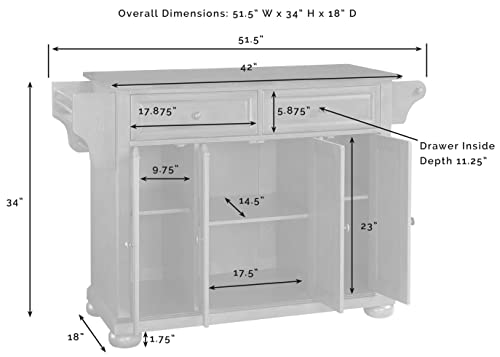 Crosley Furniture Alexandria Kitchen Island With Solid Grey Granite Top - White #TOP4