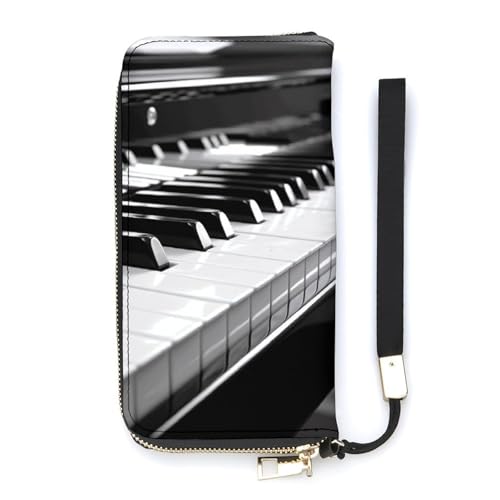 Portefeuille long en cuir PU fin blanc 20x10.5cm avec rangements cartes