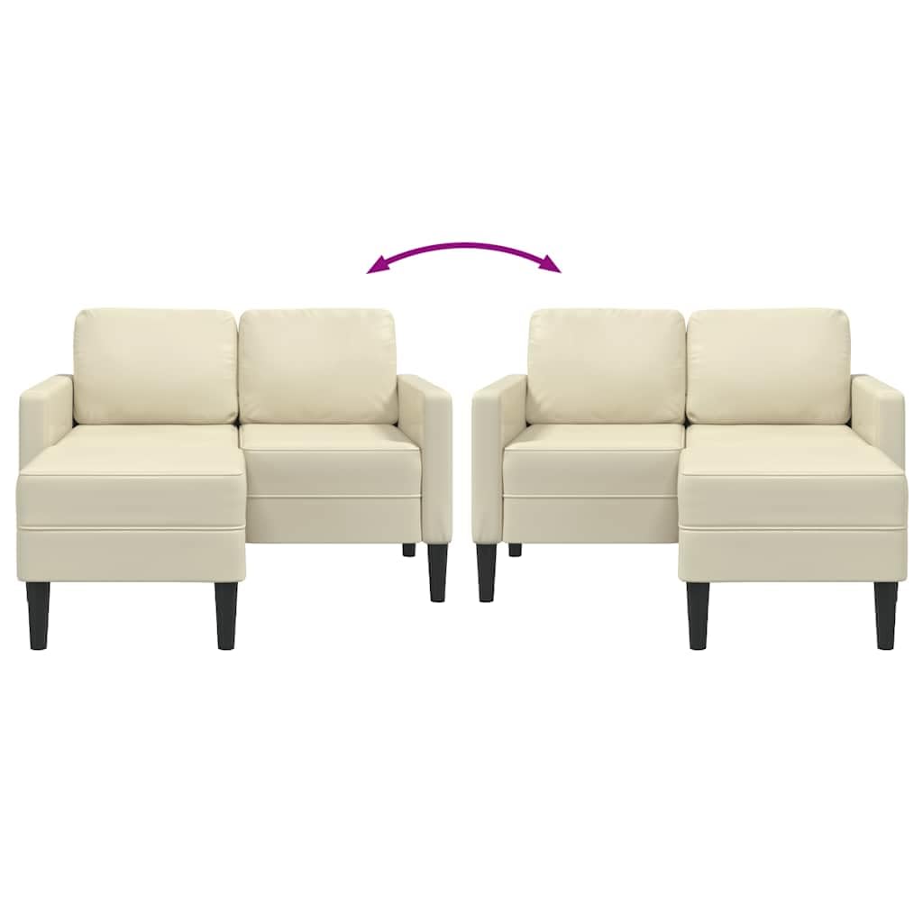 vidaXL Divano 2 Posti con Chaise longue a L Crema 125 cm in Similpelle