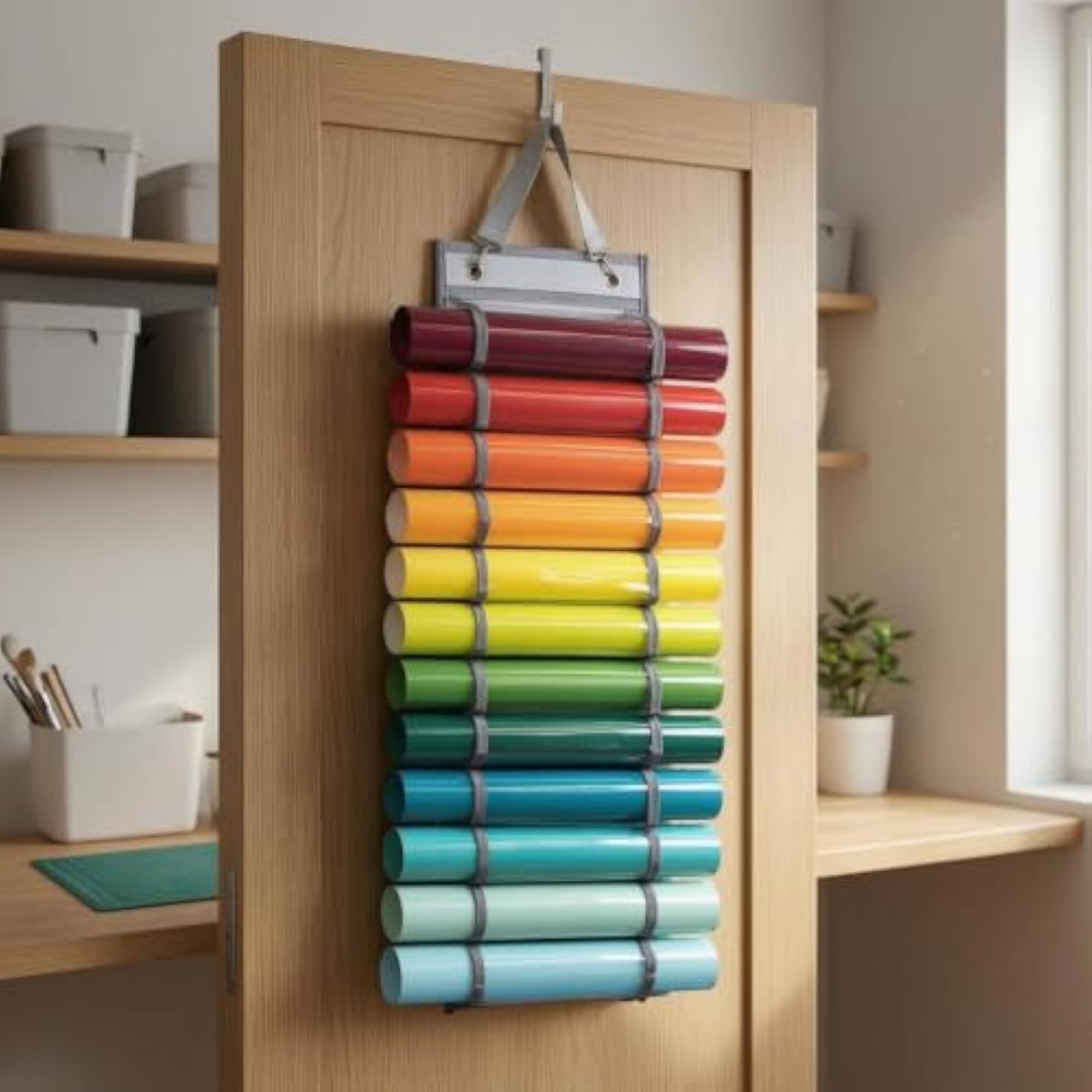 Light Gray 12-Slot Hanging Organizer with Hooks