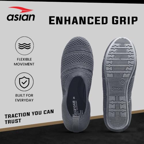 Image of ASIAN ZERI-02 Women's Knitted Slip-On Casual Shoes | Lightweight, Memory Foam, Flexible & Breathable Footwear for Walking, Travel & Casual Use