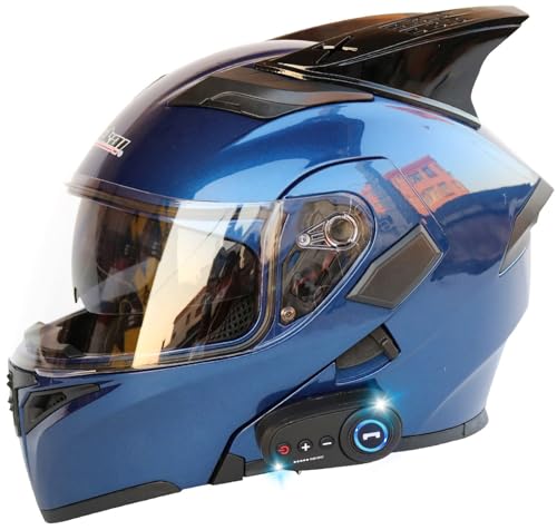 Casque de moto Bluetooth intégral modulable avec double visière antibuée
