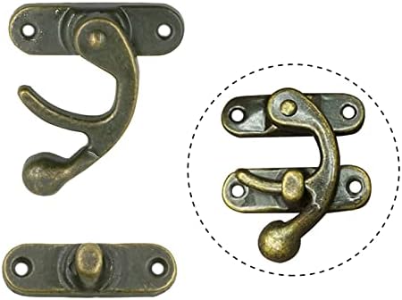 HONJIE 54 x 62mm/2.13" x 2.44" Antique Right Latch Hook Hasp Bronze Tone with Screws for Wood Jewelry Box-2pcs