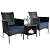 JRBIAOGE Patio Conversation Furniture 3-Piece Set PE Rattan Wicker Chair with Table Suitable for Patio, Poolside, Lawn and Other Outdoor Occasions (Black+Dark Blue)