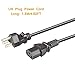 Three Prong Computer Power Cord Standard 18AWG, 5Ft Ps3 Power Cables Kettle Plug Power Lead, 10A 125v Printer Plug Cable 3 Prong Iec Power Cable Monitor Ac Plug Us Power Plug