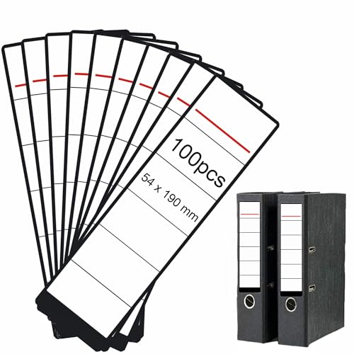 100 etiquetas para carpetas autoadhesivas, etiquetas adhesivas con lomo ancho para carpetas, 54 x 190 mm, autoadhesivas para carpetas de 8 cm de ancho, color blanco