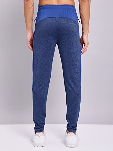 Image of TECHNOSPORT Men's Melange Slim Fit Techno Dry Trackpants Drawstring 2-Pocket Polyester Joggers for Gym Running Workout UPF50+ Anti Odour