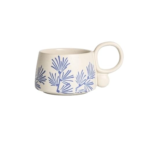 HLHLOP777 Coffee Mugs Ceramic Underglaze Painted Mug Coffee Cup Floral Plant Latte Breakfast Oatmeal 325ml Coffee Cup