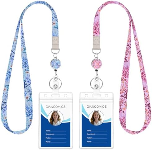 Ptwola Retractable ID Badge Reel Lanyard Beaded Lanyards With Badges Holder Clip