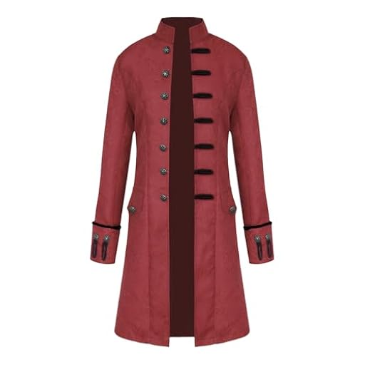 Chaqueta de hombre, frac medieval gótico, Steampunk, levita para Halloween, carnaval, cosplay, disfraz (as3, edad, talla única, rojo, M) | Ya disponible en tu tienda friki favorita! En mundofriki.es!