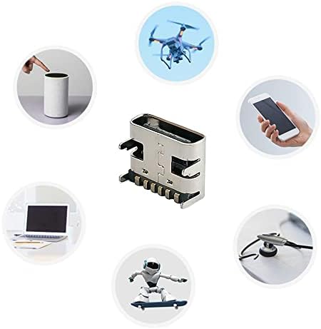 WHPromLang 100 Pcs Micro USB Female Socket Connectors Ports 6 Pin USB 3.1 Female 180 Degree Type C Female Charging Port for Repair Replacement Adapter
