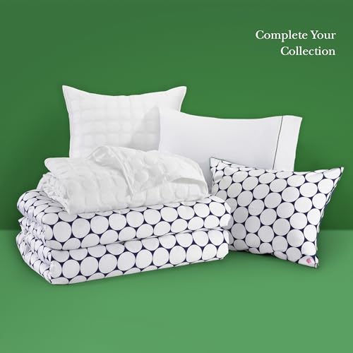 Image of kate spade new york Joy Dot Full /Queen Comforter Set, 300 Thread Count and 100% Cotton Cover, All Season 3 Piece Reversible Bedding Set, Machine Washable, Navy and White
