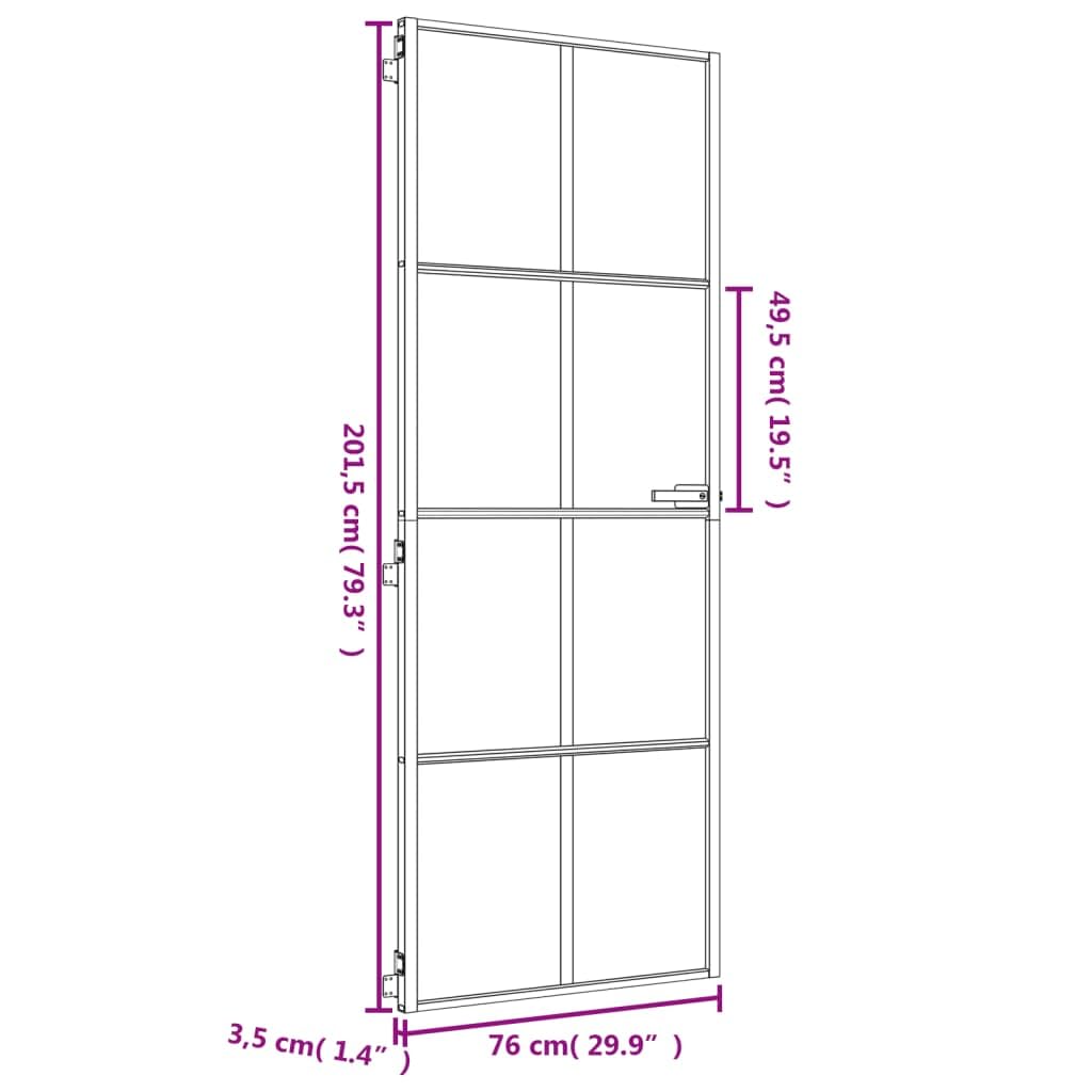 Drzwi wewnętrzne Slim Golden 76x201.5 cm szkło hartowane i aluminium materiały budowlane drzwi domowe