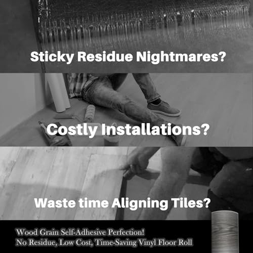 auxua Wood Grain Peel and Stick Floor Tiles – 11.8” Width, Full Roll Length of 394" – Versatile Design for Any Space, Grey Self Adhesive Vinyl Flooring, Waterproof and Non-Slip Features by auxua - Image 5