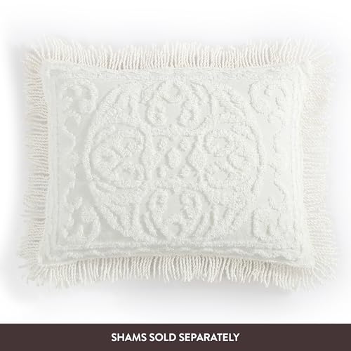 Image of Beatrice Home Fashions Medallion Twin Cotton Chenille Bedspread, Ivory