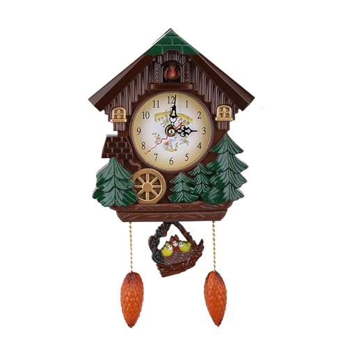 ZJchao Cuckoo Clock Tree House Wall Clock Vintage Home Decor for Living Room Kitchen Dining Room