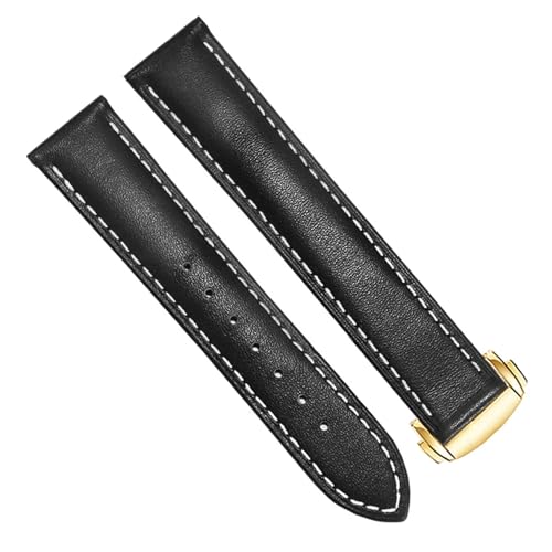 Bracelet montre cuir véritable noir marron boucle pliable pour Omega Seamaster 300 et 150