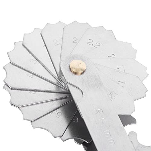 Radienlehre, R 1‑7MM Radienlehre aus Konkave‑Konvexe Bogenlehre Praktisch Radiuslehre Gewindelehre aus legiertem Stahl für konkave und konvexe Oberflächen