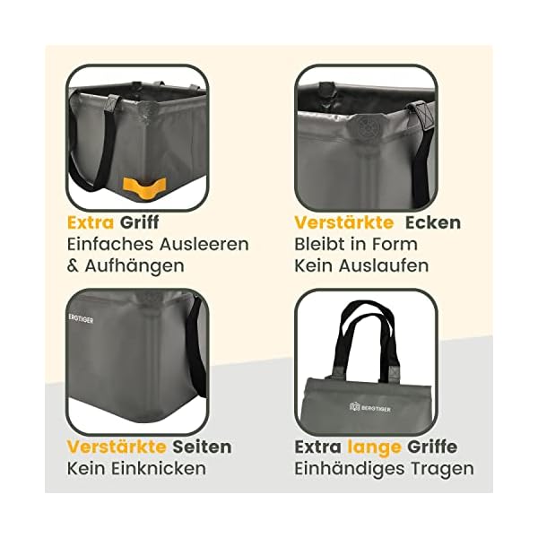 BERGTIGER® Faltschüssel Camping 18L / 21L mit EXTRA GRIFF I Faltbare Outdoor Spülschüssel & Spülwanne I Waschschüssel… – Bild 3