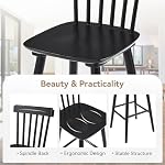 LUE BONA Windsor Wooden Bar Stools Set of 4 for Kitchen Island, Farmhouse 24 Inch Counter Height Stools Chairs with Spindle Back, Black