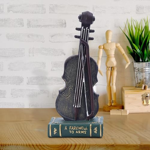 Violon Figurine base livre résine décoration table salon sculpture art rétro