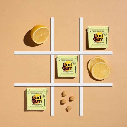 Image of Gud Gum- Natural, Plastic Free Chewing Gum -21g x 2 - Mini Pack of 2- No added artificial colours, flavours & sweeteners (2 Pack, Charcoal Mint - Lemon)