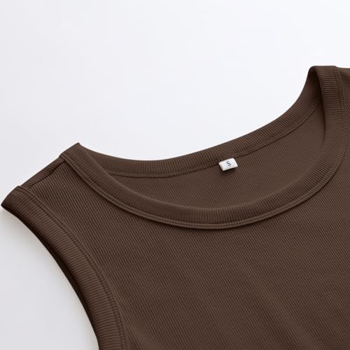 Image of ANRABESS Womens Sleeveless High Neck Tank Tops Fashion Summer Casual Basic Slim Fit Ribbed Racerback Top Shirt Clothes