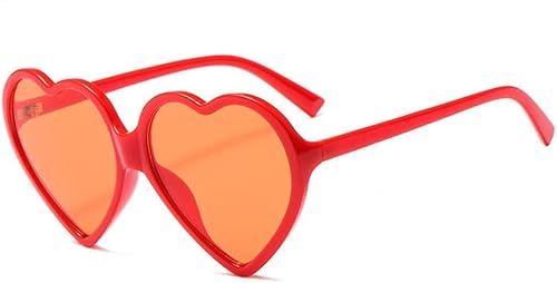 Otcmuky-Sonnenbrille-Herzfoermige-Liebe-Pfirsich-Herz-Damen-Sonnenbrille-Weisse-Brille-Big-Red-Frame-Red-Film