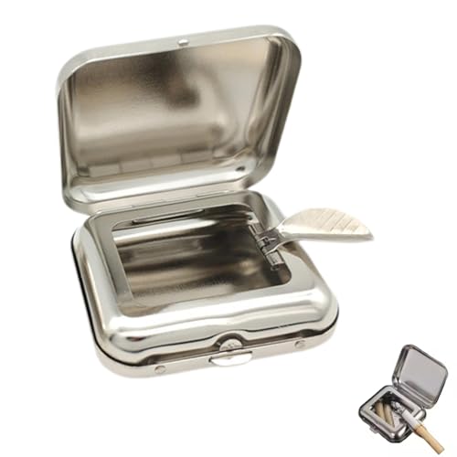 KEMUZ Posacenere Portatile in Acciaio Inossidabile, Mini Portacenere Tascabile Antiodore per Viaggi, Campeggio, Auto e Casa – Design Elegante e Compatto (1 Pezzo)​