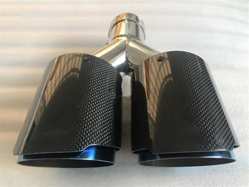 Tube d'échappement voiture en carbone brillant et acier bleu style sport 63-89mm