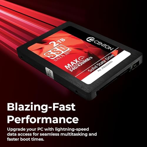 Image of Centon 2TB SSD Internal Solid State Drive, SATA III 6Gb /s 2.5 inch, 3D NAND TLC, Up to 490MB /s, Faster Startup, Apps, Gaming & File Transfers for Laptop /PC Desktop