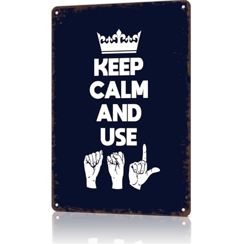 Vintage Metal Sign Asl Deaf Sign Language Poster Retro Tin Signs Funny Aluminum Sign For Man Cave, Garage, Living Roome, Cafe And Pub Decoration 8 X 12 Inch