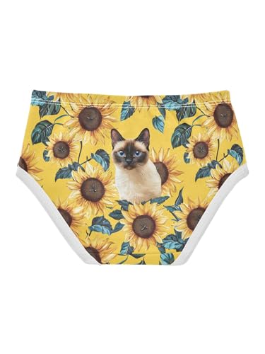 ZZKKO Sunflower and Siamese Cat Girls Underwear Toddler Panties for Girls Comfort Brief Size 2-8T2