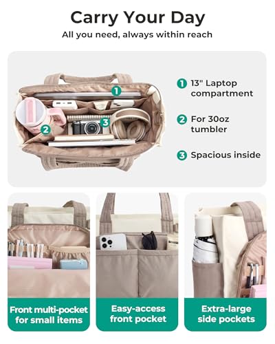 Image of BAGSMART Tote Bag for Women, Puffy Laptop Work College Shoulder Handbag
