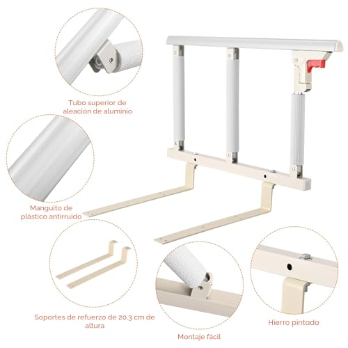 Evitar caídas de la cama con barrera plegable de 70 cm para ancianos y postoperatorios 4