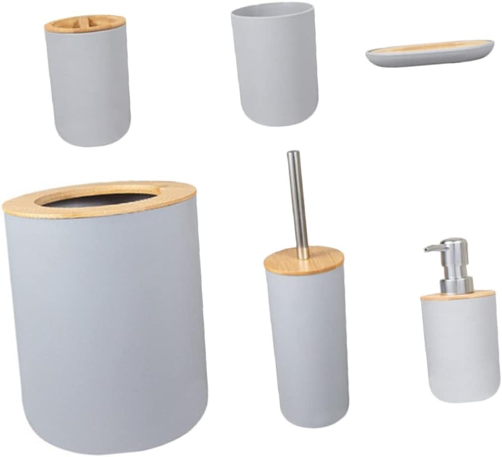 CANIGHT Bamboo Bathroom Bath Accessories Organizers Storage Portable Lotion Bottle Toothbrush Holder Soap Dish