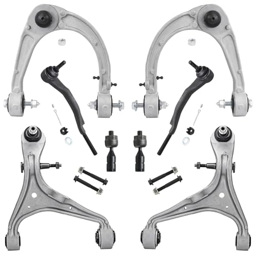 Image of Detroit Axle - AWD 8pc Front End Control Arms Kit for 2008-2014 Cadillac CTS, 4 Upper and Lower Control Arms with Ball Joint 4 Inner Outer Tie Rods 2009 2010 2011 2012 2013 Replacement