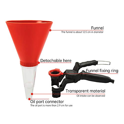 U-BCOO Automobile Tool, Engine Oil Funnel, General Purpose Automobile Funnel, Suitable for Most Cars, Anti-Leakage Quick-Clamping Refueling Adapter Tool (Funnel with clamp Base)