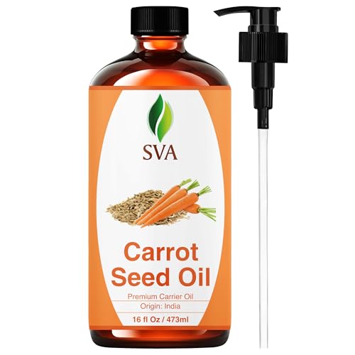 SVA Carrot Seed Oil - 16 Fl Oz 100% Natural Cold Pressed Carrot Oil - for Face Skin Care Hair Care Scalp Massage & Body Massage Carrier Oil