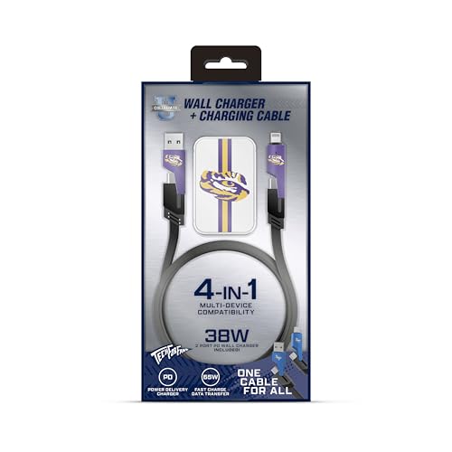 SOAR Collegiate Slim Wall Charger and 4 in 1 Multi Charging Cable, LSU Tigers by SOAR - Used condition - Image 2