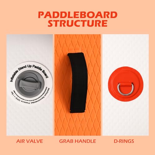 FunWater SUP Inflatable Stand Up Paddle Board 10\'6×33\"×6\" Ultra-Light Inflatable Paddleboard with ISUP Accessories,Fins,Adjustable Paddle, Pump,Backpack, Leash - Thumbnail 5