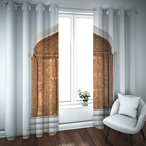 Tongda Decor Bianco tende retrò marocchino porta geometrica modello d'ingresso edificio stile orientale soggiorno camera da letto oscurante tende 2 pannelli 132x137cm
